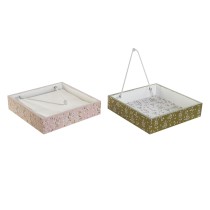 Napkin holder DKD Home Decor Green Mustard Dark brown Metal Aluminium MDF Wood 18 x 18 x 4 cm (4 Units)