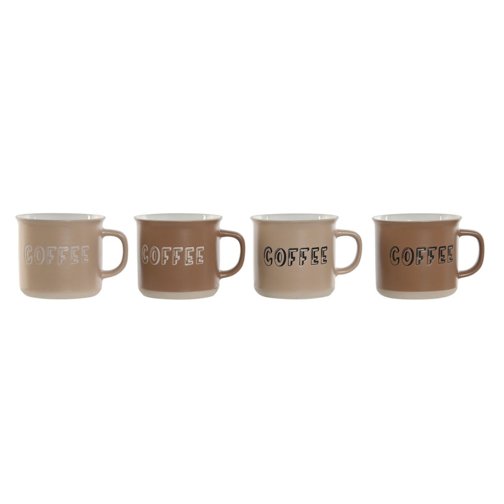 Satz von 4 Henkelbechern Home ESPRIT Braun Steingut 285 ml 9 x 7 x 8 cm