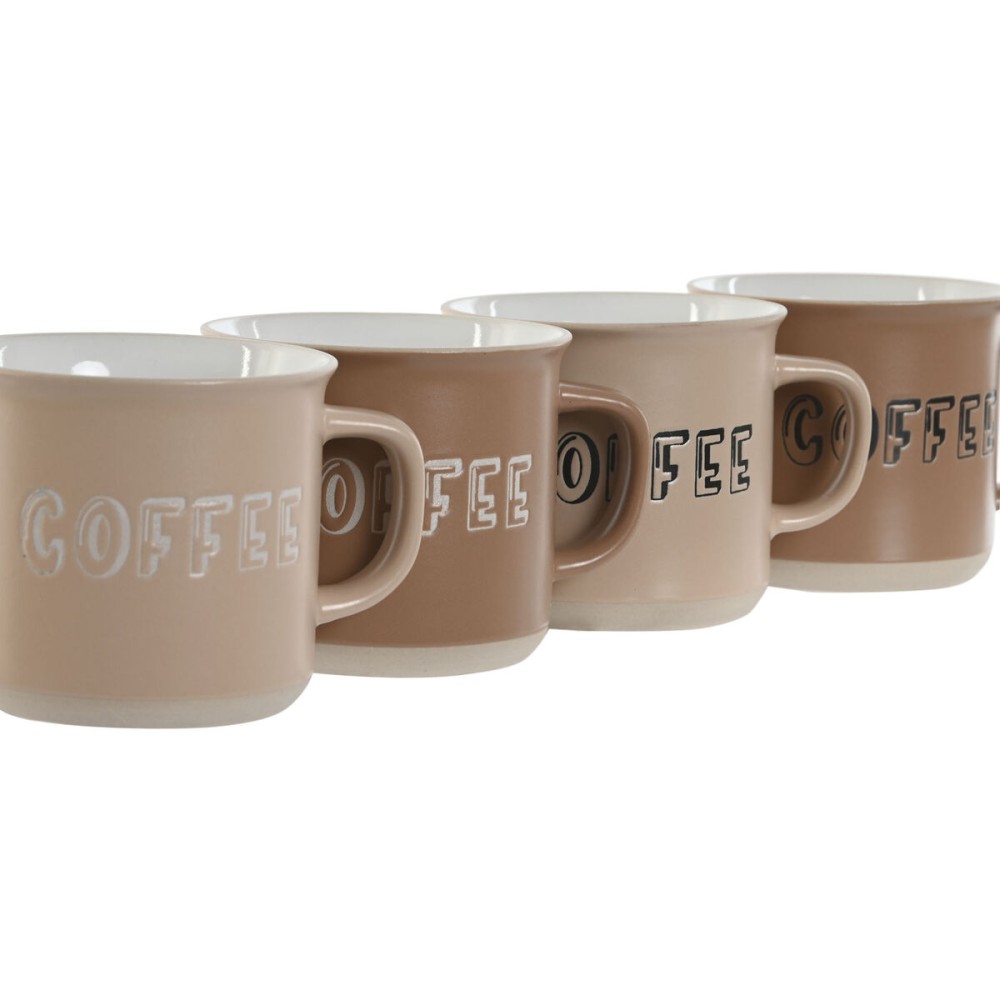 Satz von 4 Henkelbechern Home ESPRIT Braun Steingut 285 ml 9 x 7 x 8 cm