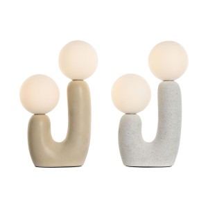 Tischlampe Home ESPRIT Weiß Beige aus Keramik Kristall 220 V 20 x 11 x 31 cm (2 Stück)