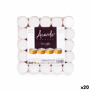 Kerzen-Set Acorde Tea Lights Weiß Gold (20 Stück)