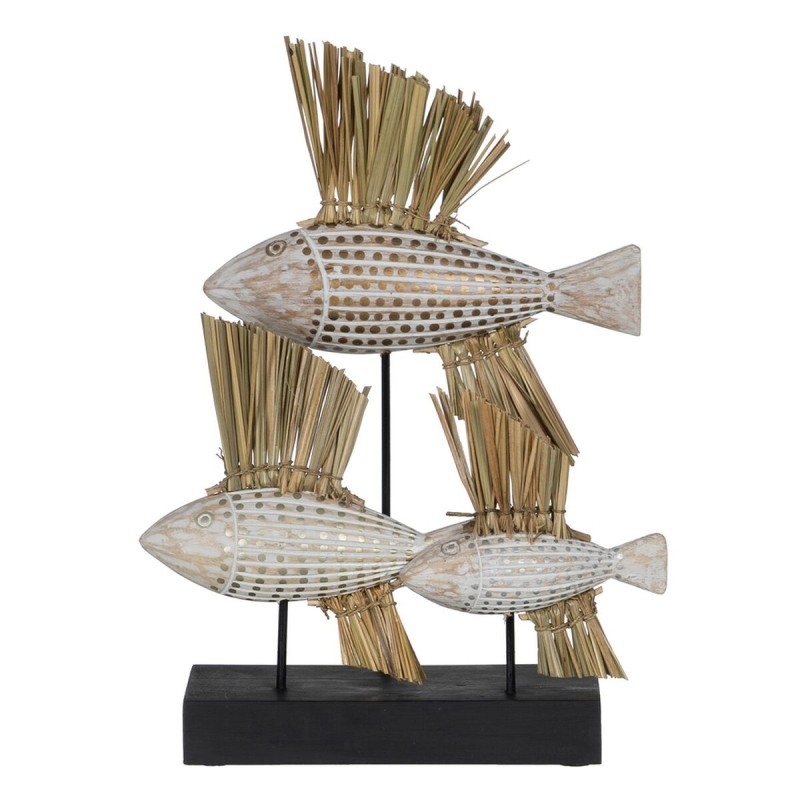 Deko-Figur Weiß Braun natürlich Fische 30 x 10 x 40 cm