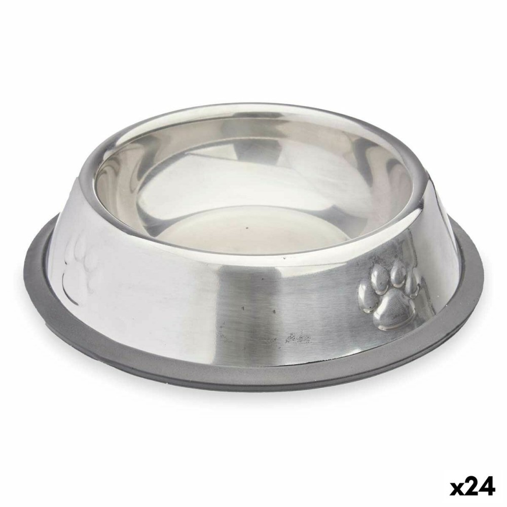 Mangeoire pour chiens Mascow 312 Gris Argenté Caoutchouc Métal 15 x 4 x 15 cm (24 Unités)