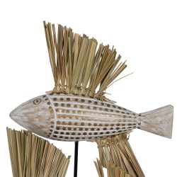 Deko-Figur Weiß Braun natürlich Fische 30 x 10 x 40 cm