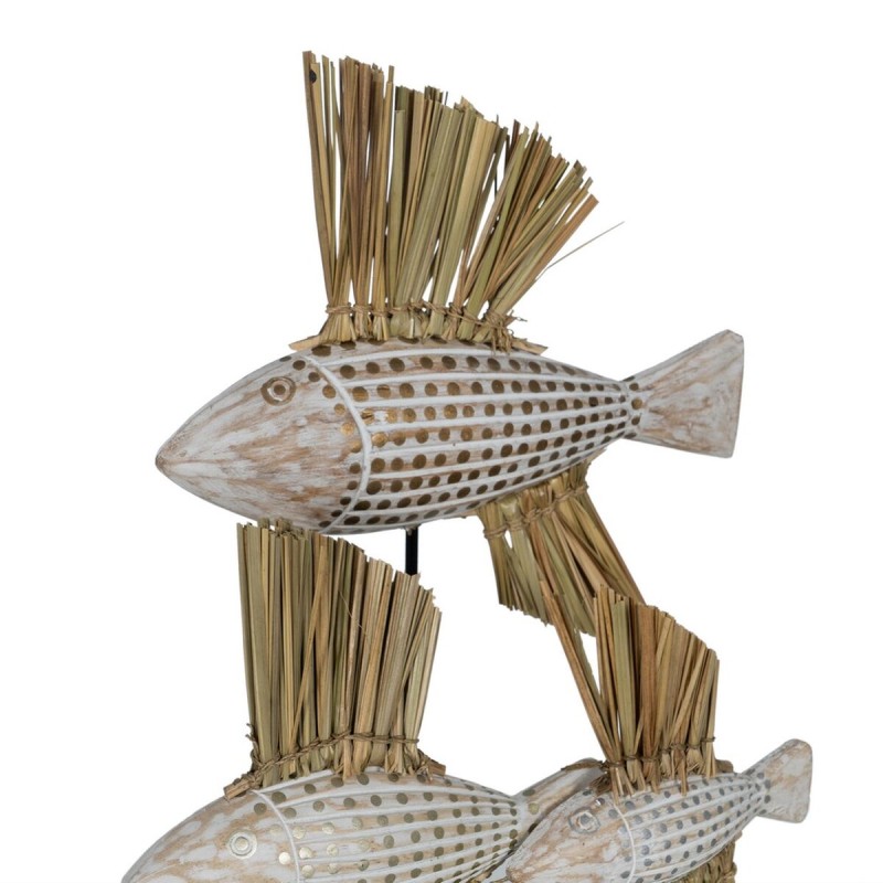 Figurine Décorative Blanc Marron Naturel Poissons 30 x 10 x 40 cm