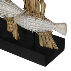 Figurine Décorative Blanc Marron Naturel Poissons 30 x 10 x 40 cm