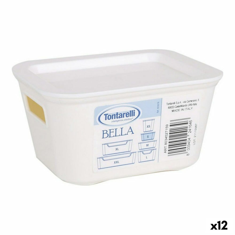 Boîte de rangement avec couvercle Bella Blanc 13,9 x 11,4 x 7,2 cm (12 Unités)