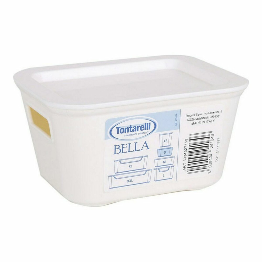 Storage Box with Lid Bella White 13,9 x 11,4 x 7,2 cm (12 Units)