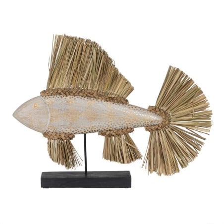 Decorative Figure White Brown Natural Fish 70 x 12 x 53 cm