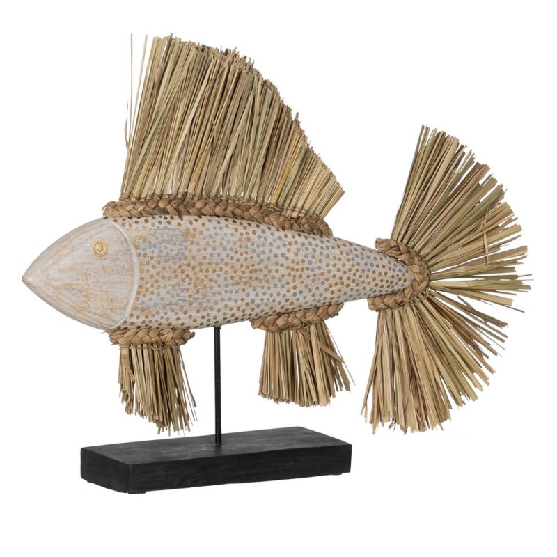 Figurine Décorative Blanc Marron Naturel Poisson 70 x 12 x 53 cm