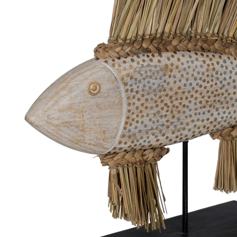 Figurine Décorative Blanc Marron Naturel Poisson 70 x 12 x 53 cm