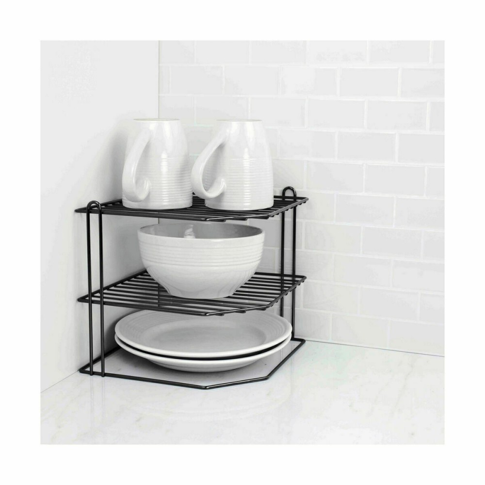support pour assiettes Confortime Noir 22 x 22 x 22 cm 22 x 22 x 25 cm Coin (8 Unités)