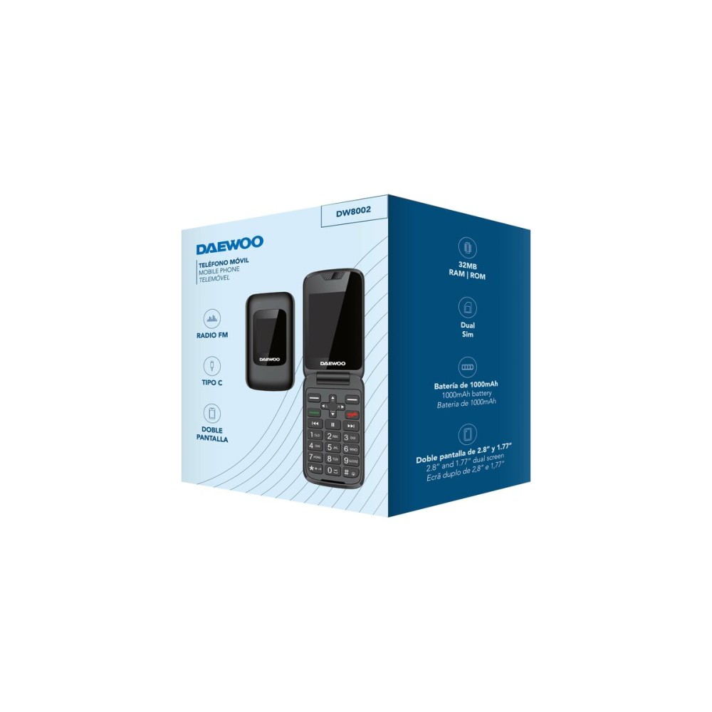 Téléphone portable pour personnes âgées Daewoo 2,8" 32 GB Noir