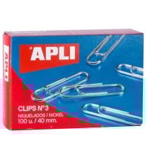 Clips Apli Nº 3 nickel 40 mm (10 Units)