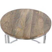 Jeu de 3 tables Home ESPRIT Marron Argenté Naturel Acier Bois de manguier 49,5 x 49,5 x 62 cm