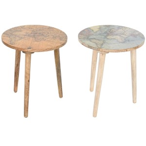 Table d'appoint Home ESPRIT Blanc Marron Clair Bois de manguier 40 x 40 x 47,5 cm (2 Unités)