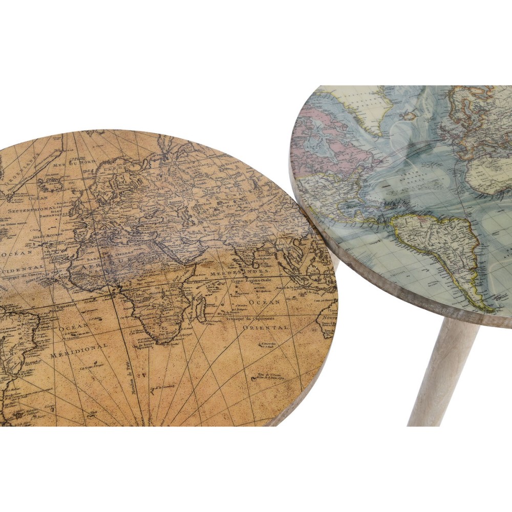 Table d'appoint Home ESPRIT Blanc Marron Clair Bois de manguier 40 x 40 x 47,5 cm (2 Unités)
