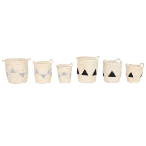 Set of Baskets Home ESPRIT Black Grey Natural Seagrass Boho 33 x 33 x 40 cm 3 Pieces (2 Units)