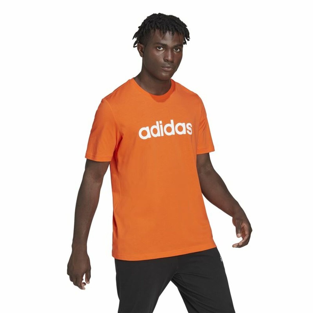 T-shirt à manches courtes homme Adidas Essentials Embroidered Linear Orange