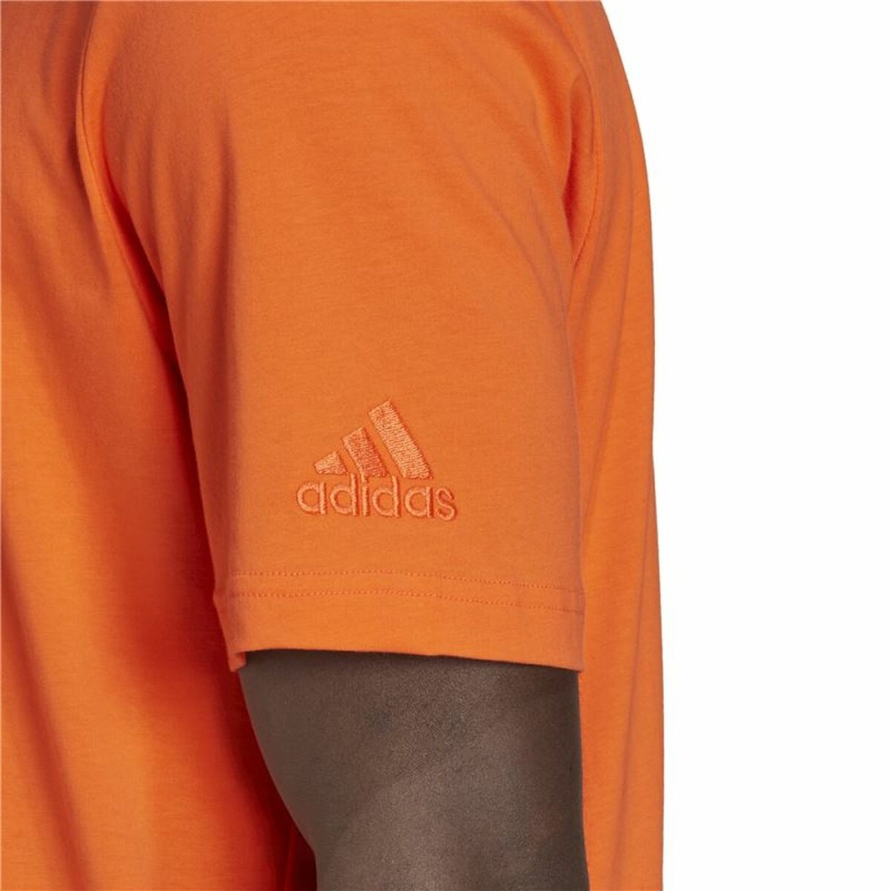 T-shirt à manches courtes homme Adidas Essentials Embroidered Linear Orange