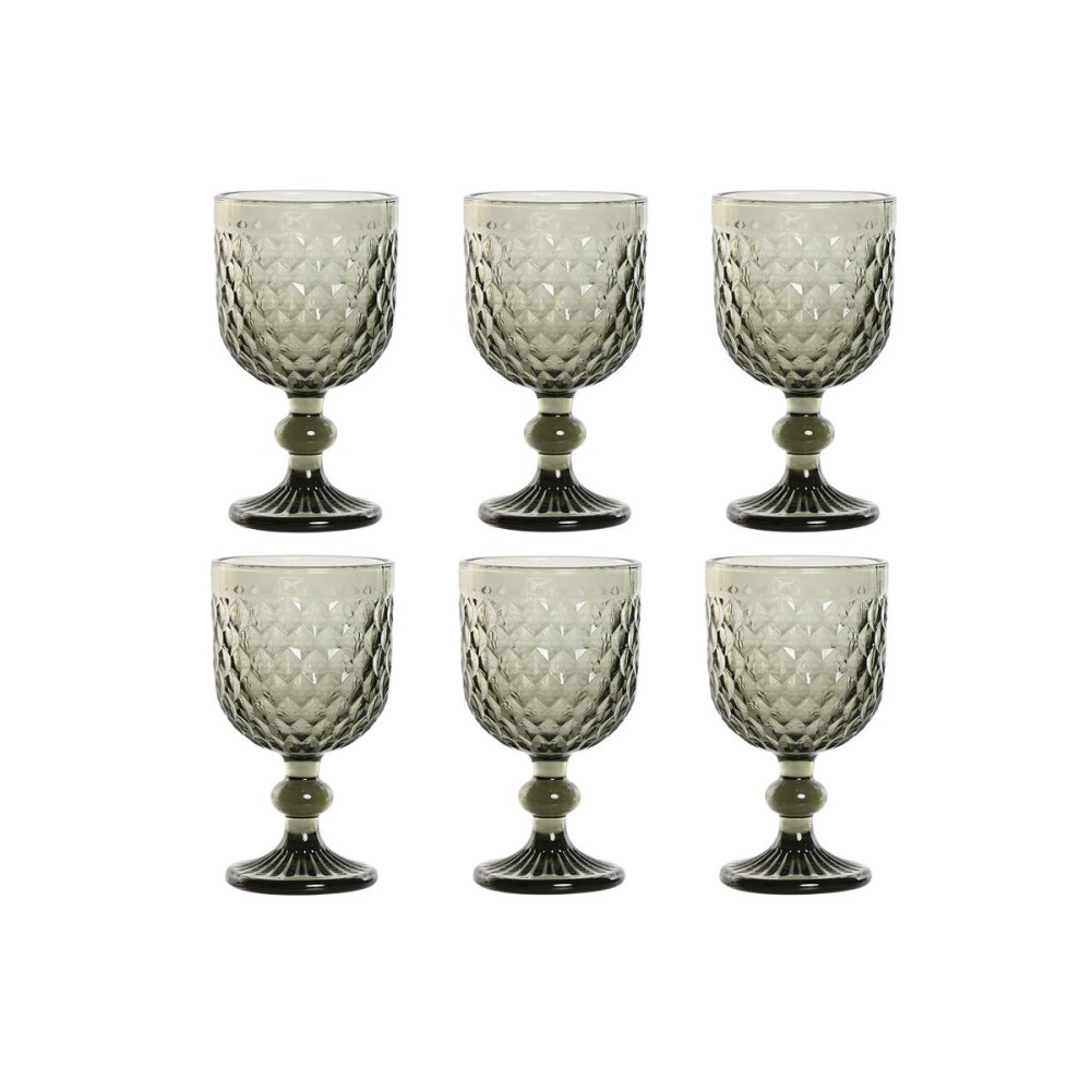 Set de Verres Home ESPRIT Gris Verre 240 ml (6 Unités)