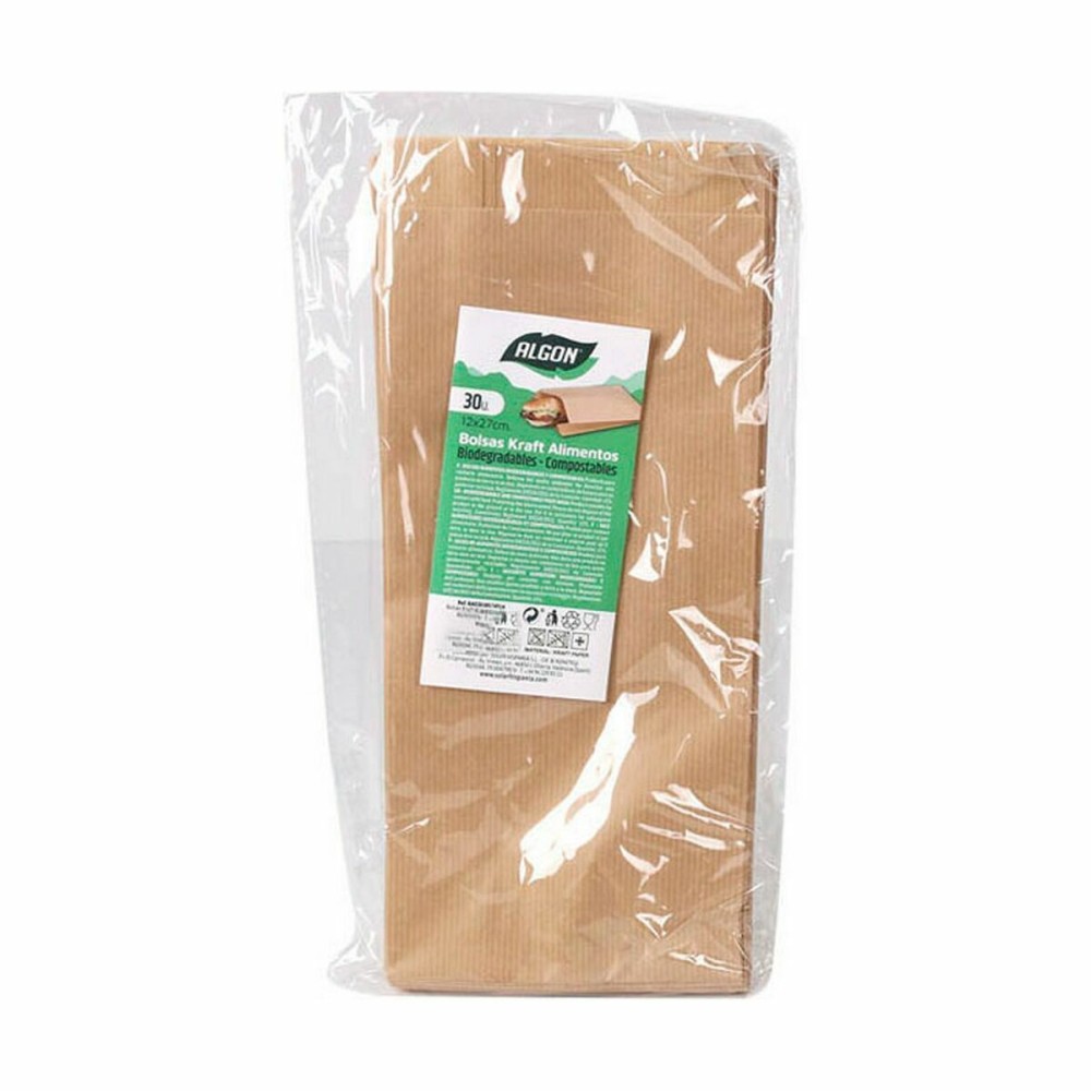 Sandwich Box Algon kraft paper 27 x 12 cm Disposable 30 Pieces (24 Units)