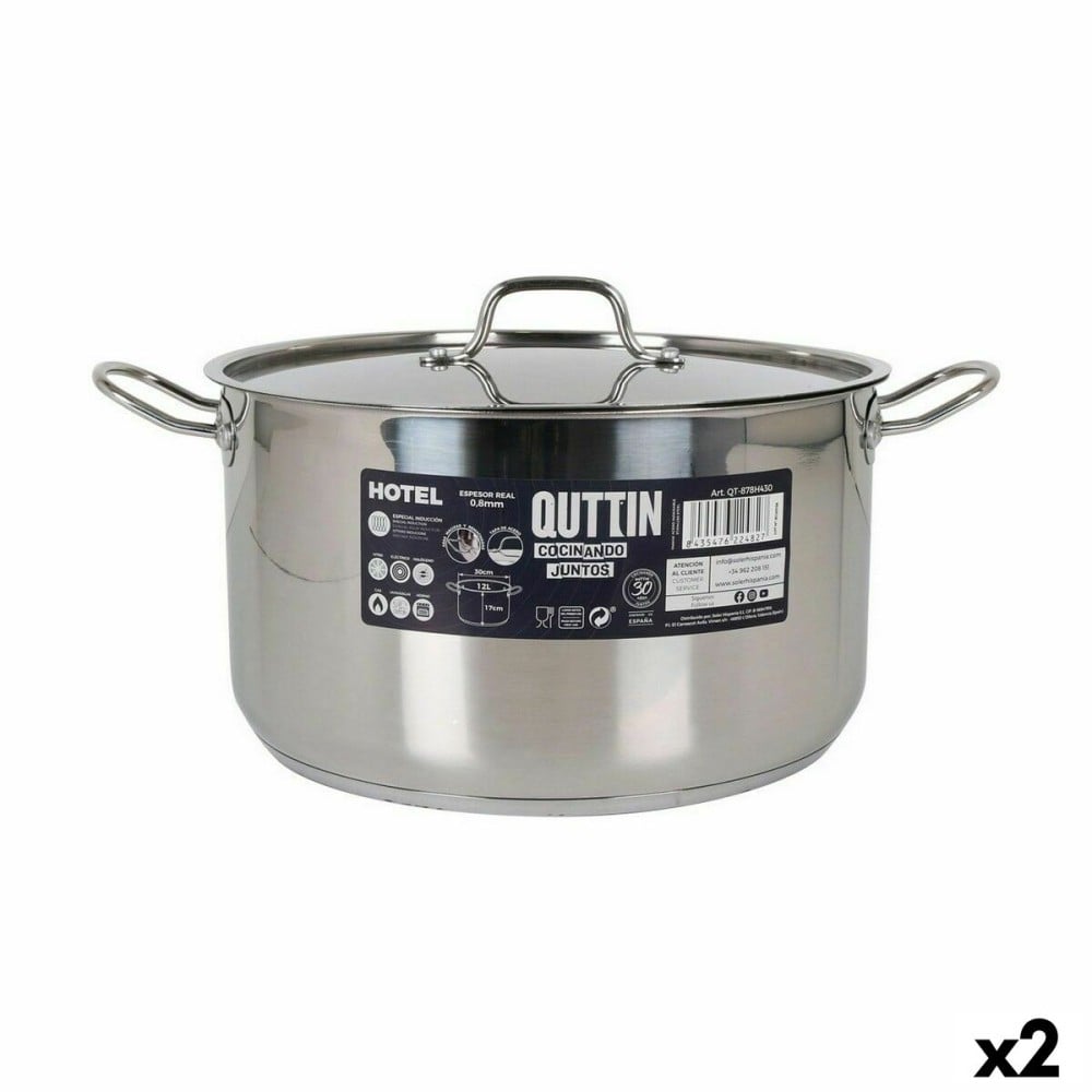 Kochtopf mit Deckel Quttin Hotel Stahl ø 30 x 17 cm (2 Stück)