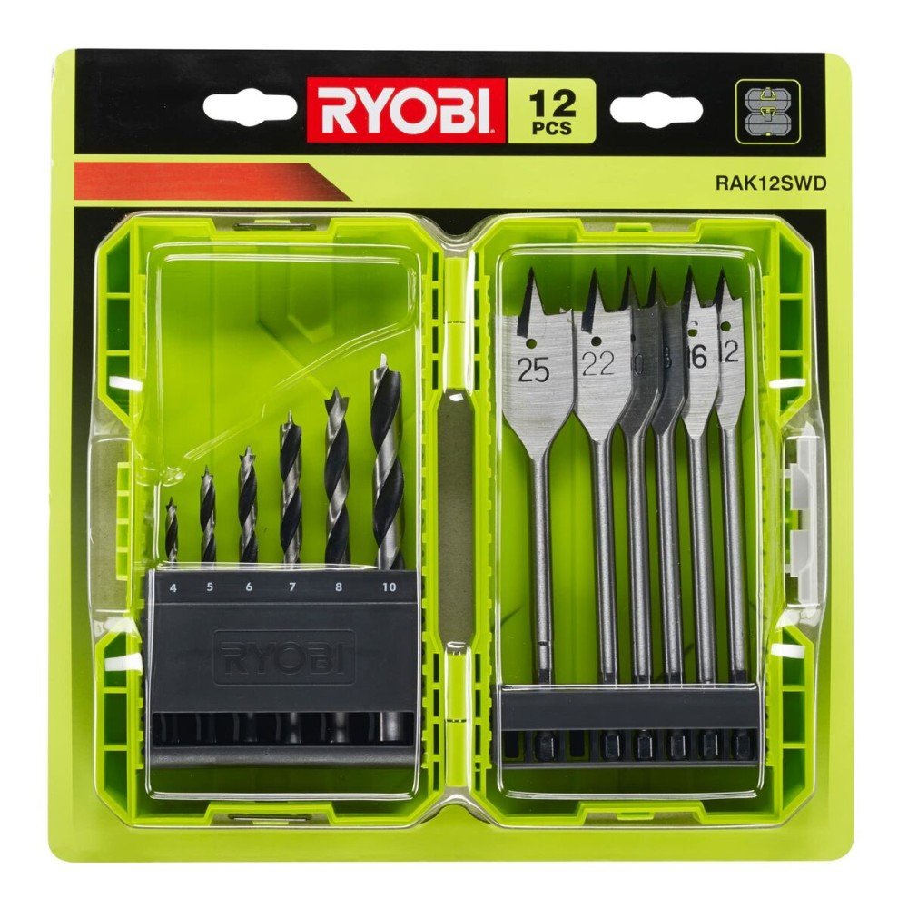 Satz Bohrer Ryobi Holz 12 Stücke