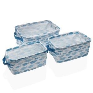 Basket set Versa Aqua 18 x 14 x 28 cm 28 x 18 x 14 cm Fish