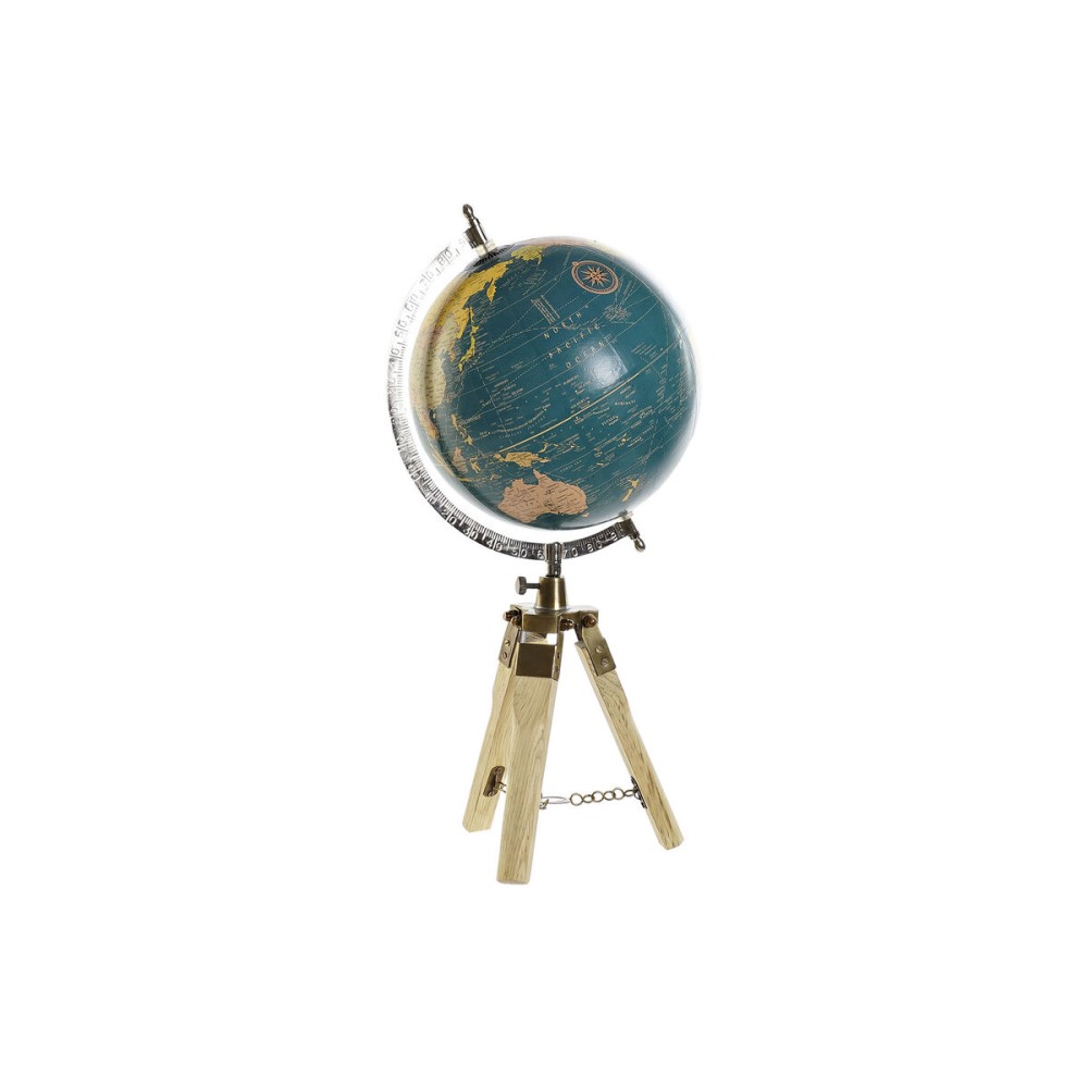 Globe DKD Home Decor Blue Brown PVC Metal Mango wood 22 x 22 x 45 cm