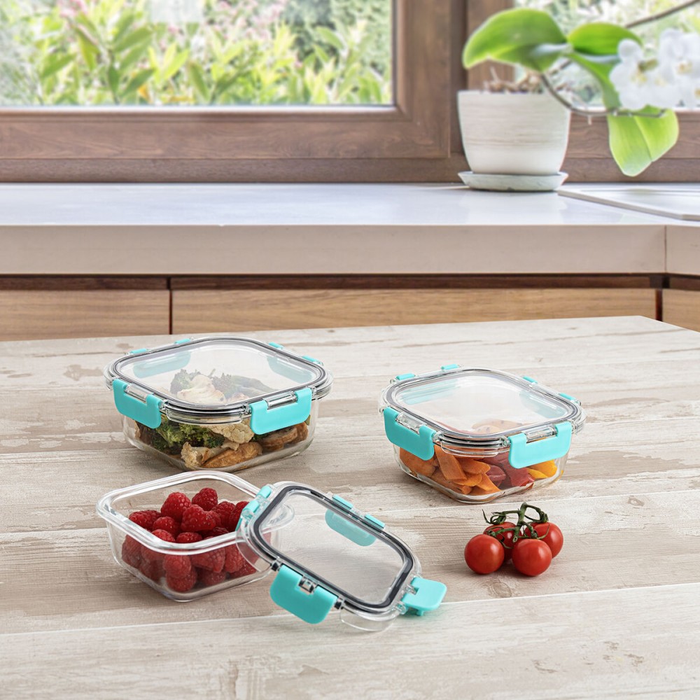 Lunchbox hermetisch Quid Purity karriert 800 ml Durchsichtig Glas (6 Stück)