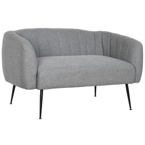 Canapé DKD Home Decor Noir Gris Mousse Bois Métal Velours Scandi 129 x 75 x 73 cm