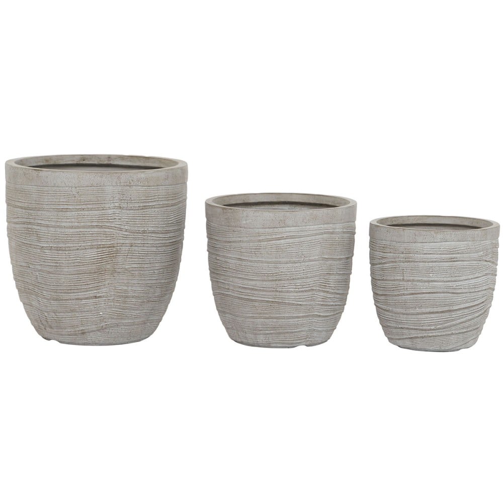 Satz Blumentöpfe Home ESPRIT Beige Fiberglas Magnesium 45 x 45 x 43 cm (3 Stück)