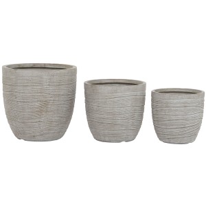 Satz Blumentöpfe Home ESPRIT Beige Fiberglas Magnesium 45 x 45 x 43 cm (3 Stück)