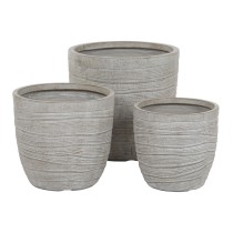 Set of Planters Home ESPRIT Beige Fibreglass Magnesium 45 x 45 x 43 cm (3 Units)