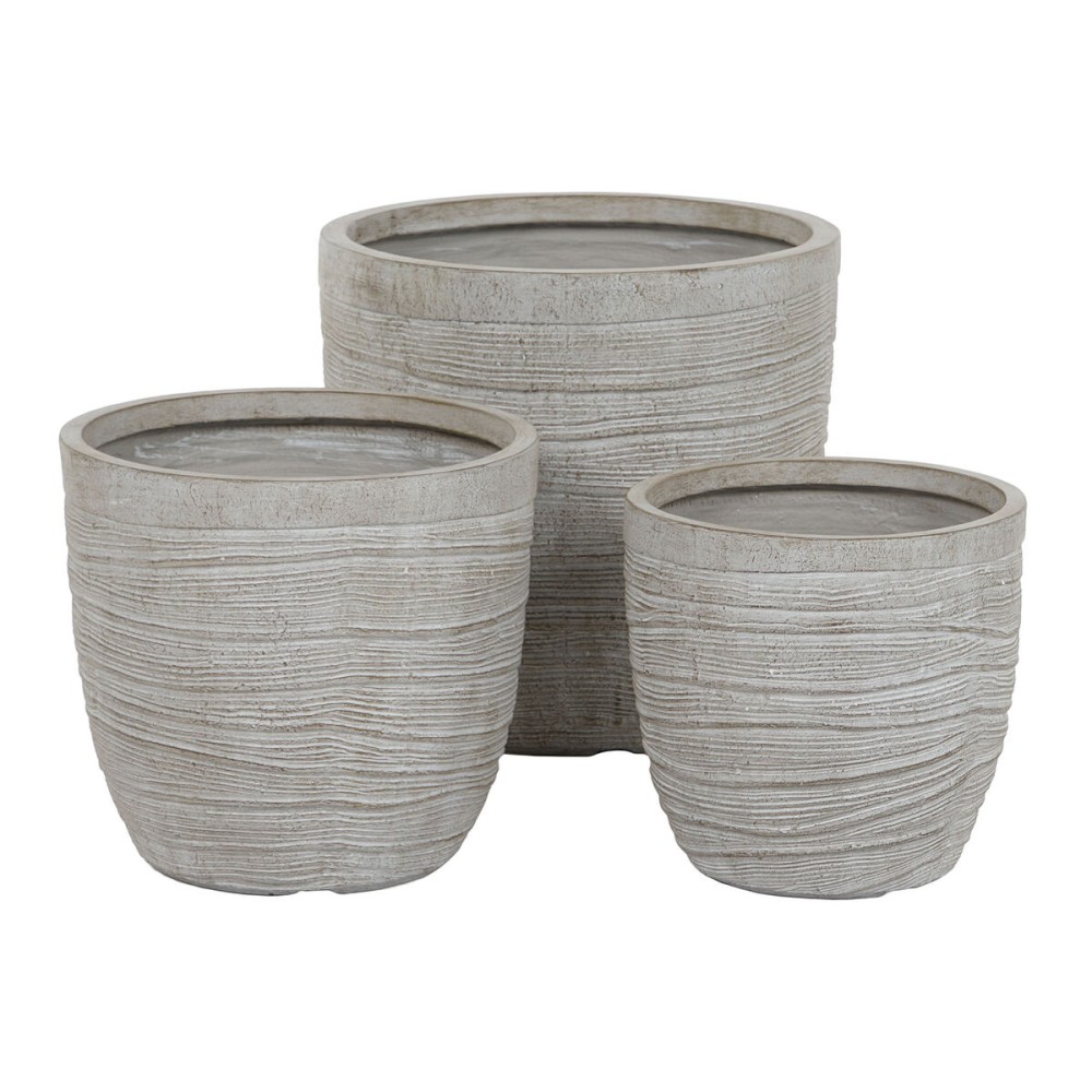 Set of Planters Home ESPRIT Beige Fibreglass Magnesium 45 x 45 x 43 cm (3 Units)