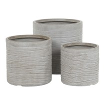 Satz Blumentöpfe Home ESPRIT Beige Fiberglas Magnesium 44,5 x 44,5 x 44 cm (3 Stück)