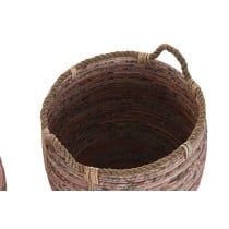 Basket set DKD Home Decor Peach Natural (3 Pieces)