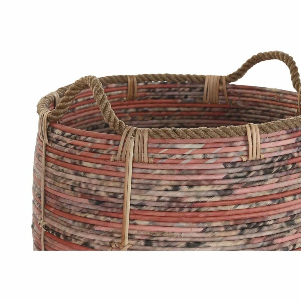 Basket set DKD Home Decor Peach Natural (3 Pieces)