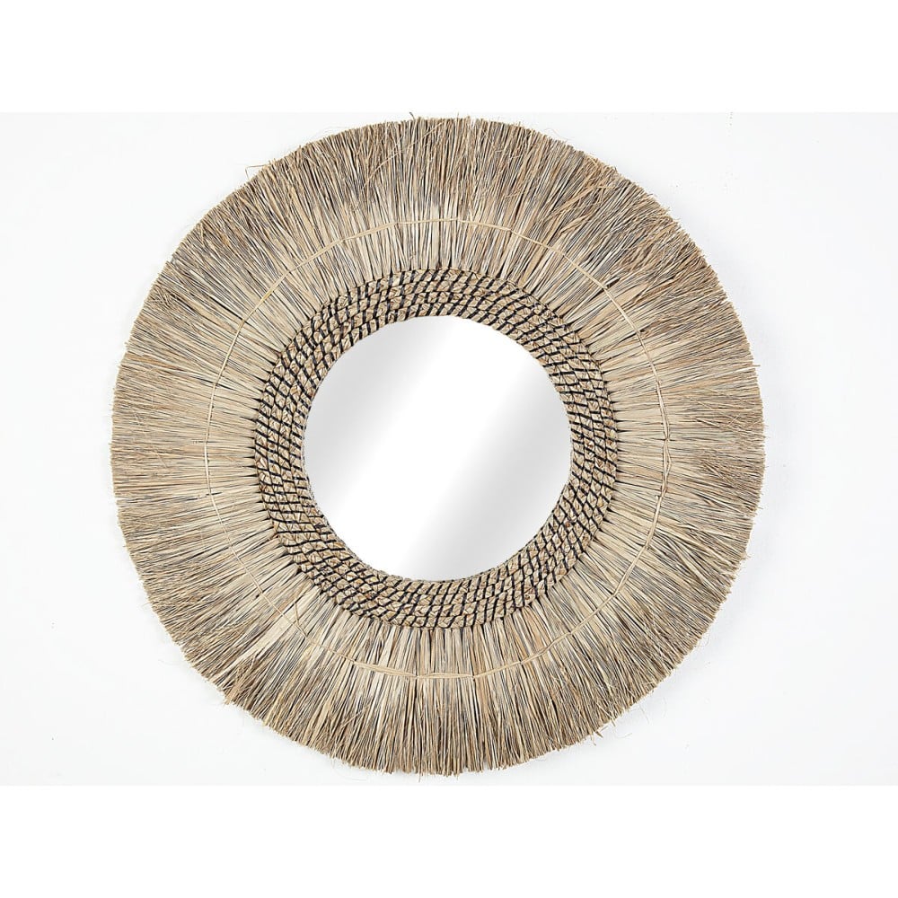 Wall mirror Romimex Natural Natural Fibre 70 x 70 x 3 cm Circular