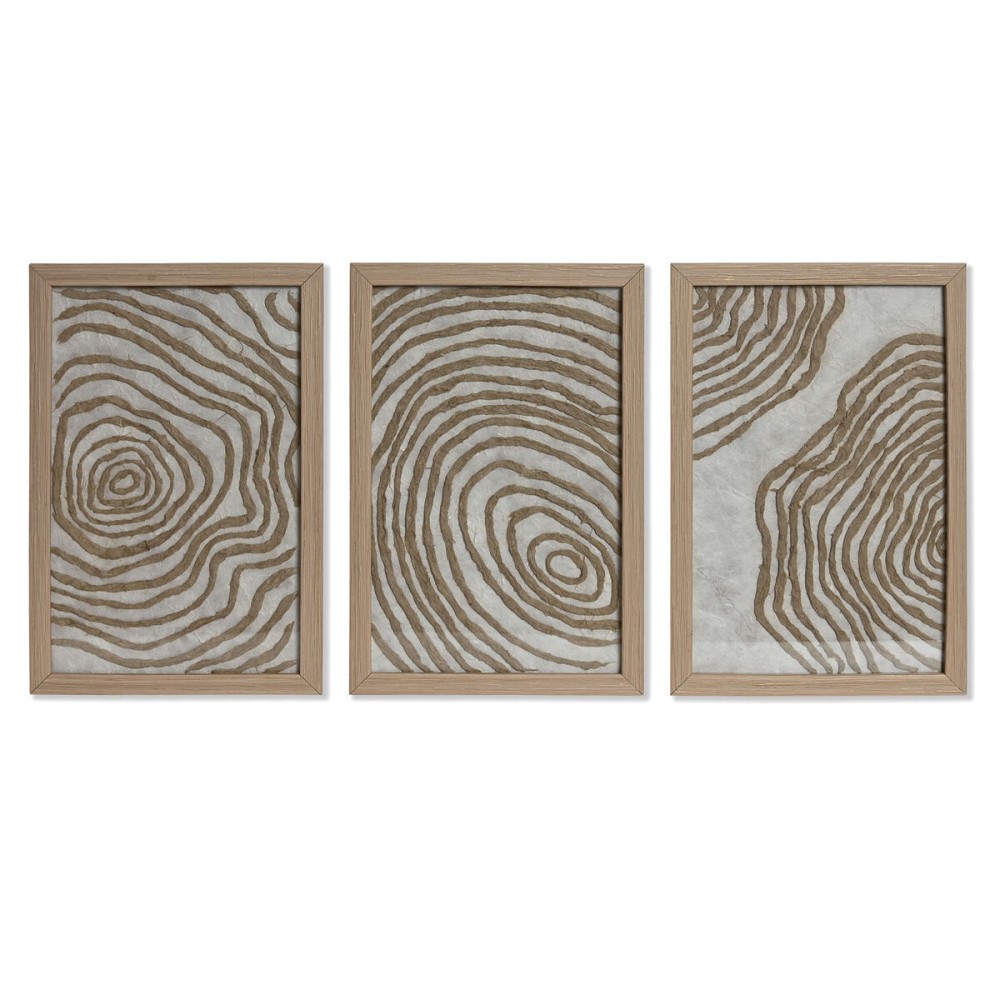Jeu de 3 tableaux Home ESPRIT Papier Verre 20 x 2 x 30 cm (3 Pièces)