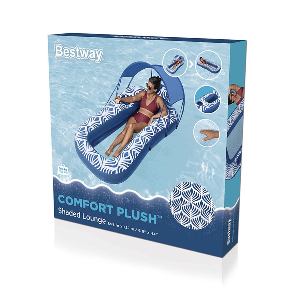 Bestway Aufblasbare Matratze mit Sonnenschutz Komfort Plus 198x112 cm Strand und Pool 43732