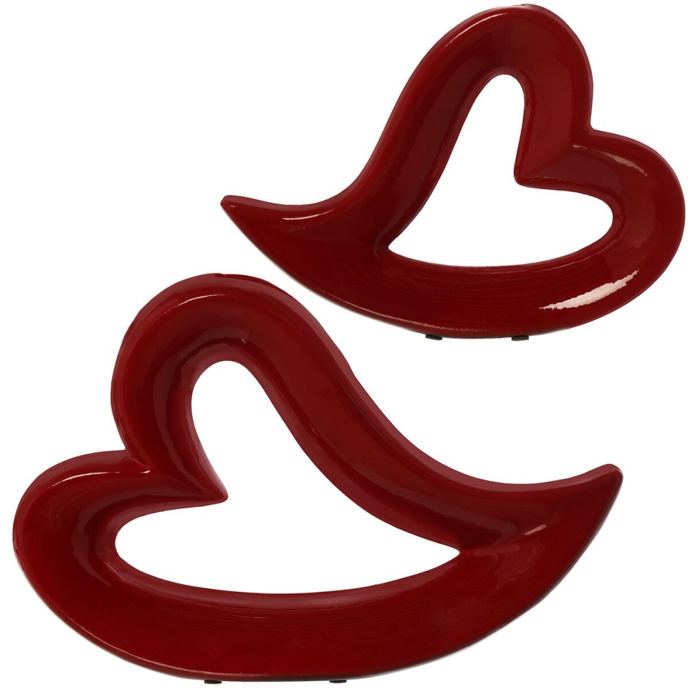 Figurine Décorative Alexandra House Living Heart Rouge Céramique 2 Unités (2 Pièces)