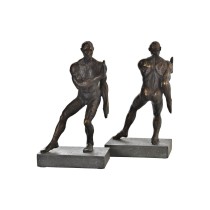 Bookend DKD Home Decor Black Copper Resin Men 14 x 8,4 x 25 cm