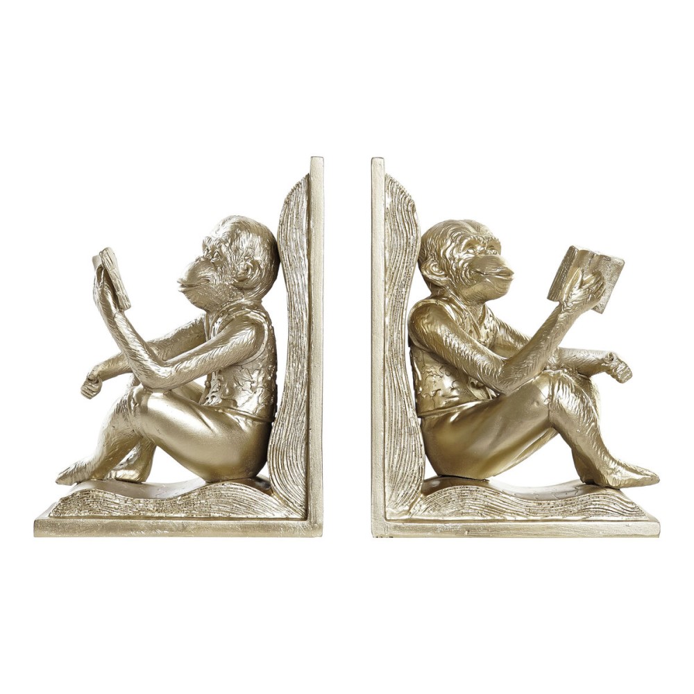 Bookend DKD Home Decor Champagne 13 x 12 x 17,5 cm Resin Colonial Monkey