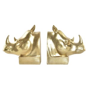 Bookend DKD Home Decor Rhinoceros Golden Resin Colonial 15 x 7,5 x 14,5 cm