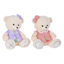 Ours en peluche DKD Home Decor Robe 42 x 20 x 50 cm Beige Rose Lila Enfant Ours (2 Unités)