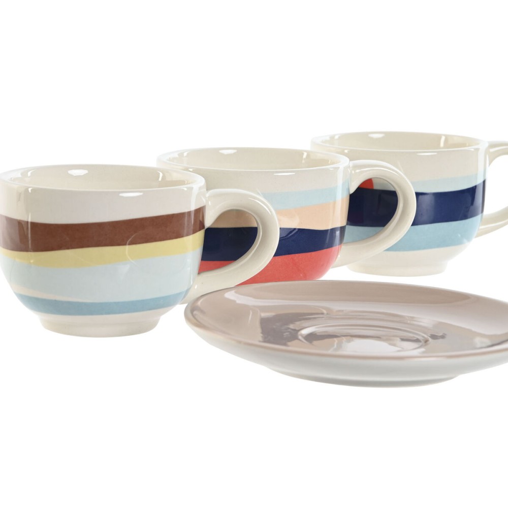 Satz von Kaffeetassen Home ESPRIT Gelb Blau grün Lila Metall Dolomite 180 ml