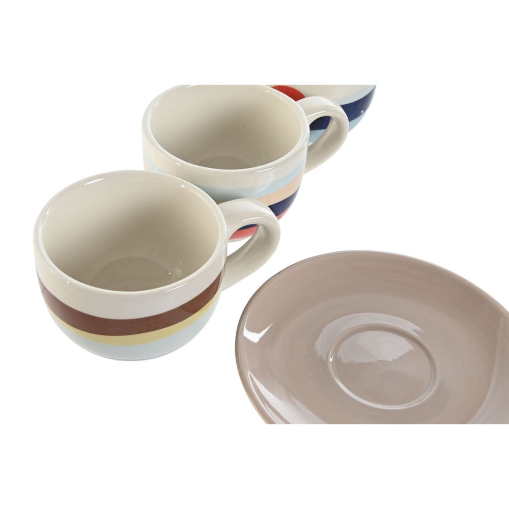 Satz von Kaffeetassen Home ESPRIT Gelb Blau grün Lila Metall Dolomite 180 ml