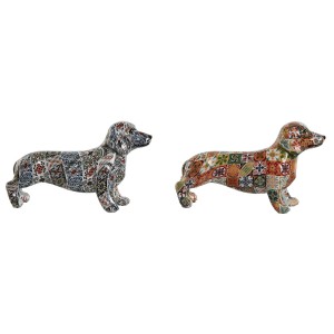 Deko-Figur Home ESPRIT Bunt Hund Mediterraner 21 x 6 x 12 cm (2 Stück)